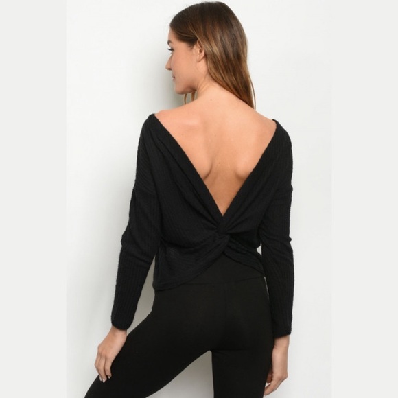 Popular Basics Tops - 🚨 2 left! • Open back waffle knit top •